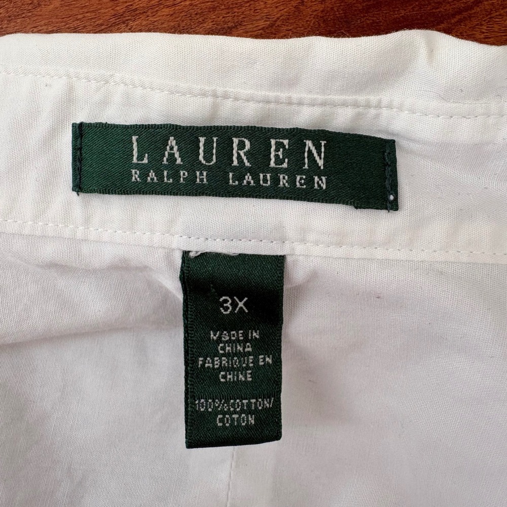 Ralph Lauren LRL Ruffle Front Button Down Shirt Womens L White Preppy Old Money - Picture 2 of 11